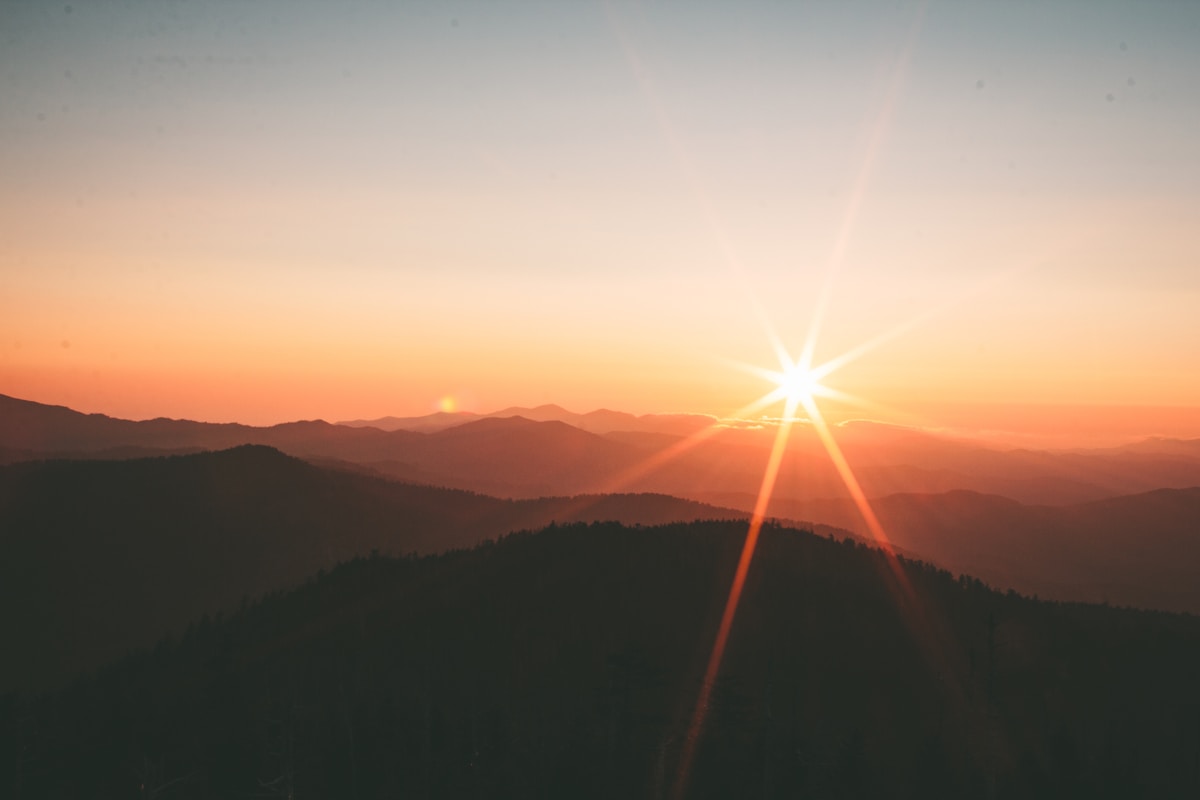 Misty mountain landscape at dawn
